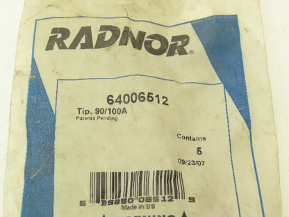 Radnor 64006512 Mastercut Plasma Cutting Torch Tip 90/100A Lot of 10