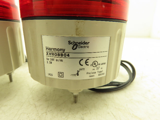 Schneider Electric XVR08B04 Harmony Rotating Beacon Light Red 24V AC/DC Lot of 2