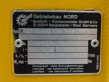 Nord SK22VL-90L/4BRE16TF Brake Gearmotor 1.5kW 230/460V 12:1 Ratio 138rpm Inline