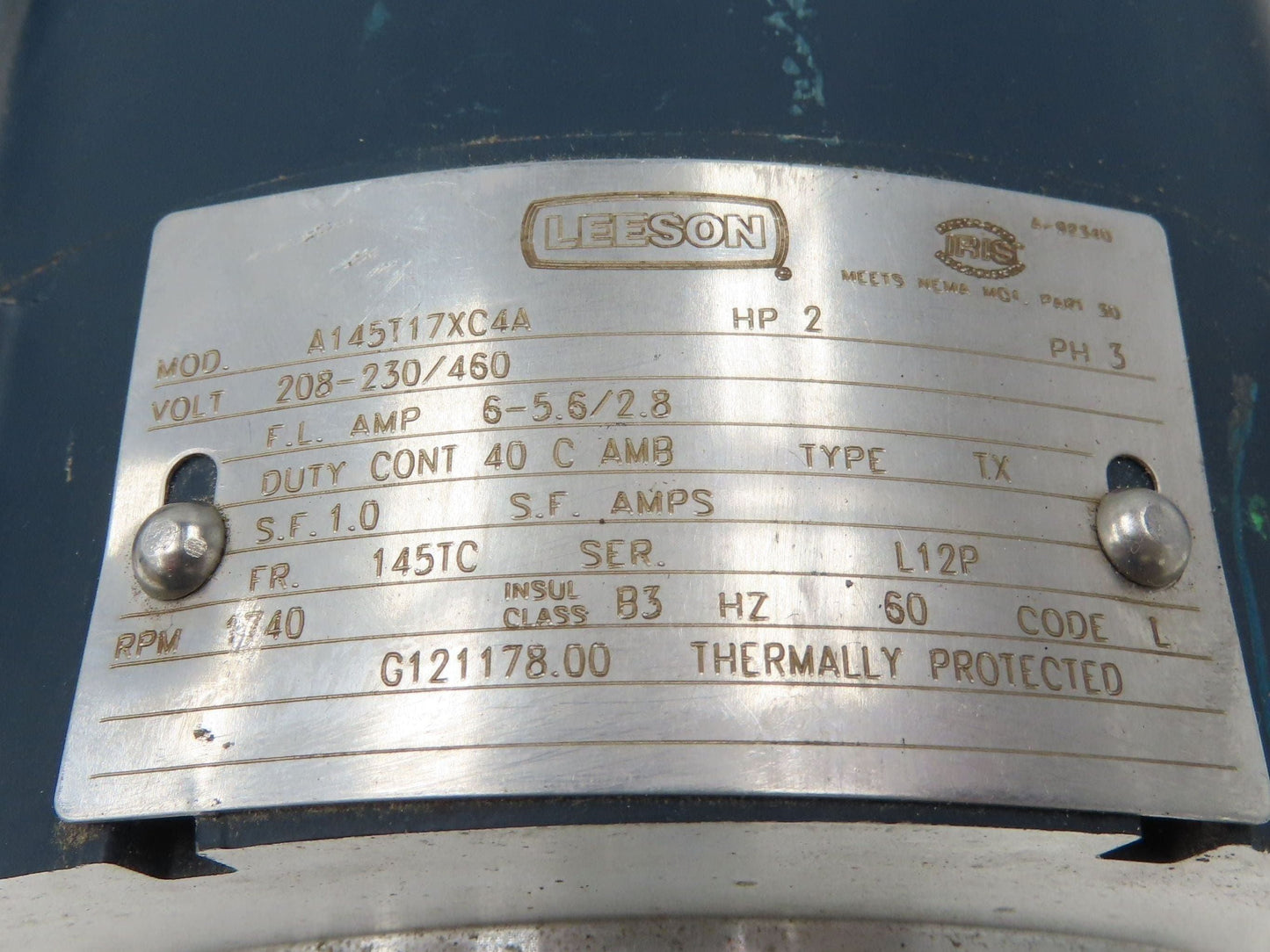 Leeson A145T17XC4A AC Motor Explosion Proof 2Hp 1740 RPM 230/460V 3PH 145TC TEFC