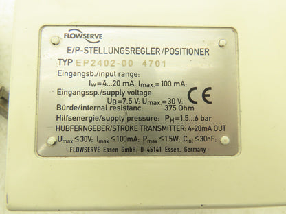 FlowServe EP2402-00 Positioner 1.5-6 bar 22-87 psi 375 Ohm 7.5-30vDC Lot of 2