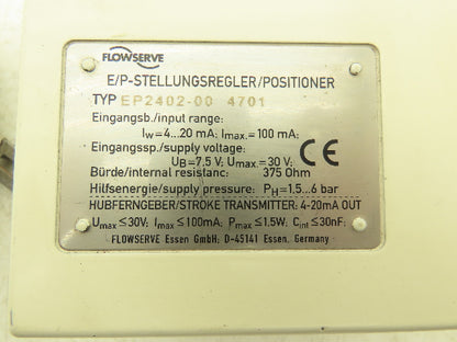 FlowServe EP2402-00 Positioner 1.5-6 bar 22-87 psi 375 Ohm 7.5-30vDC Lot of 2
