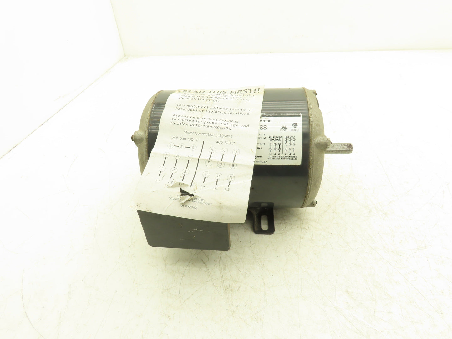 Dayton 6XH88 AC Motor 1/3Hp 1725rpm 208-230/460V 3ph 48 Frame ODP