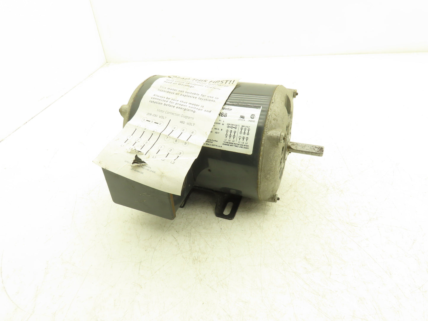 Dayton 6XH88 AC Motor 1/3Hp 1725rpm 208-230/460V 3ph 48 Frame ODP