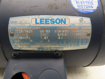 Leeson C6T17DC53A AC Brake Motor 1/2Hp 1725rpm 208-230/460v 3ph C56CFC D.P.