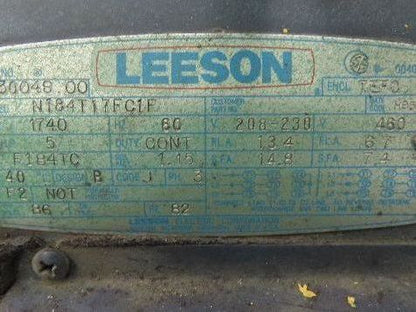 Leeson N184T17FC1F AC Motor 5Hp 1740rpm 208-230/460v 3ph J56C TEFC