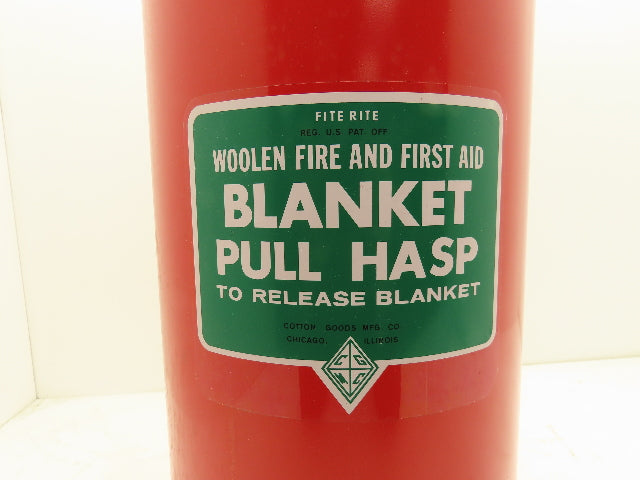 Fite Rite Wool Fire & First Aid Blanket Wall Mount Holder Red Metal Canister