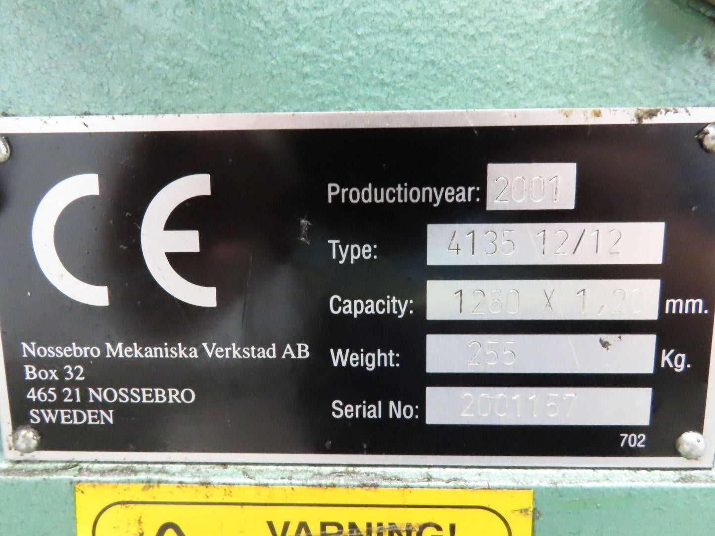 Luna 4135 12/12 Bending Roller 1260 x 1.20mm Sheet Metal 18 GA 230/460V 3Ph