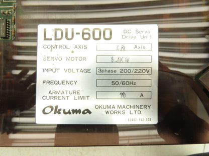 Okuma LDU-600 Servo Drive 3Ph 200/230Vac In 3.2kW 70A 60Hz Out