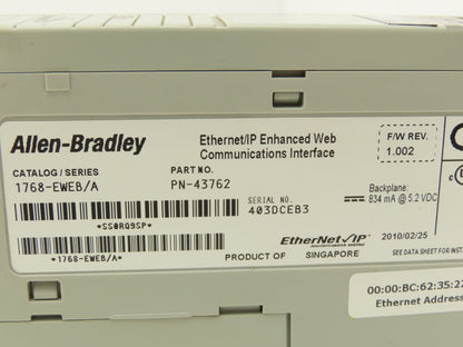 Allen Bradley 1768-EWEB Communications Interface Module Ethernet IP Enhanced Web