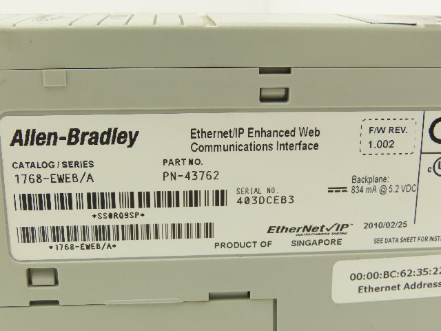 Allen Bradley 1768-EWEB Communications Interface Module Ethernet IP Enhanced Web