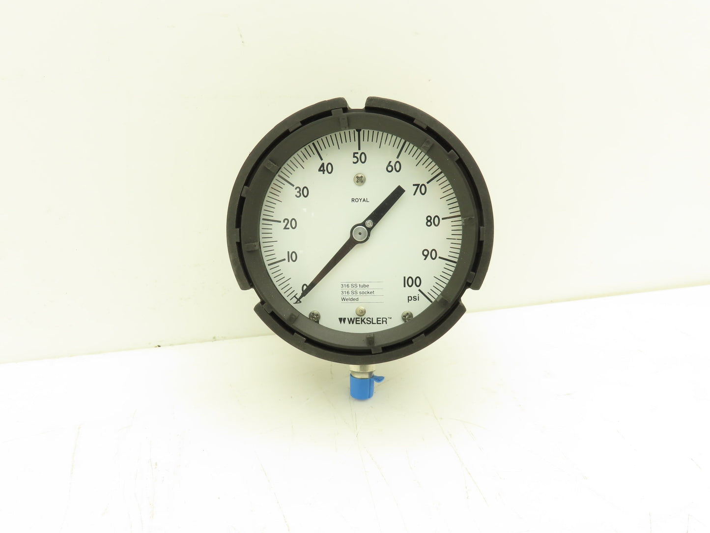 Weksler AA442PF4LW 4.5" Royal Dial Gauge 1/4" NPT 0-100 psig