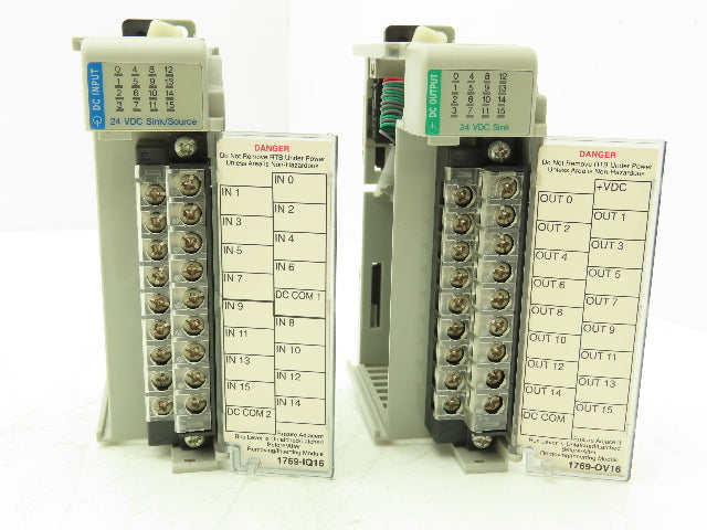 Allen Bradley 1769-IQ16 1769-OV16 Relay Input Sinking Output Module Lot of 2