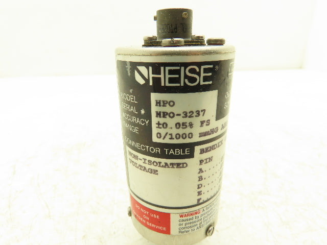 Heise HPO Pressure Transducer Sensor 1000 mmHG 19.33 PSI 20/40VDC In 0/10VDC Out