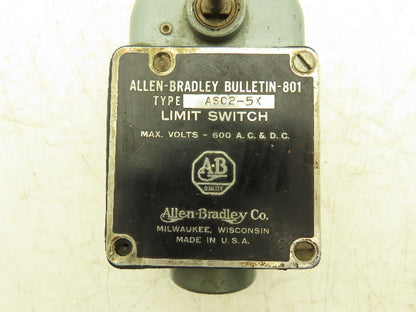 Allen-Bradley Bulletin 801 ASC2-5X Limit Switch NO/NC Contact Ser A 600V