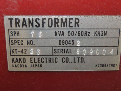 Kako KT42-23 Stepdown Power Transformer 75kva 3Ph HV 200/230/380/460/480 LV 200