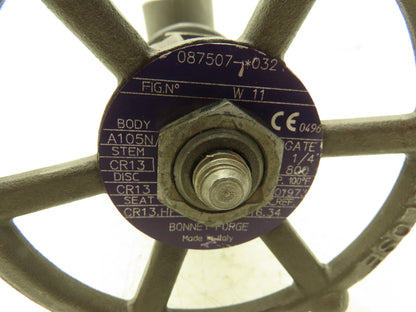 Bonney Forge A105N Gate Valve 1-1/4" NPT Forged Steel Rising Stem