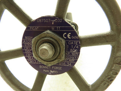 Bonney Forge A105N Gate Valve 1-1/4" NPT Forged Steel Rising Stem