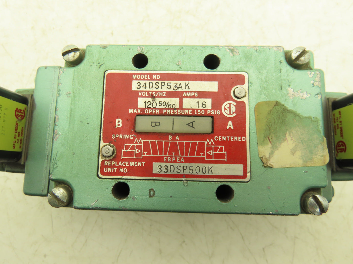 Numatics 34DSP53AK Solenoid Pneumatic Valve 120v 0.16A 150 psig