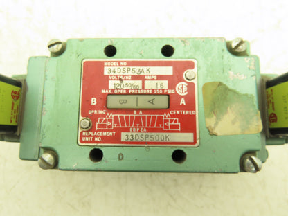 Numatics 34DSP53AK Solenoid Pneumatic Valve 120v 0.16A 150 psig