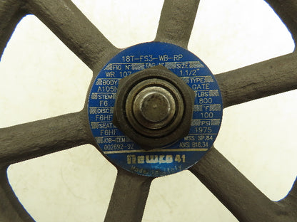 Newco 18T-FS3-WB-RP 1-1/2" Gate Valve 1975psi Forged Steel Rising Stem