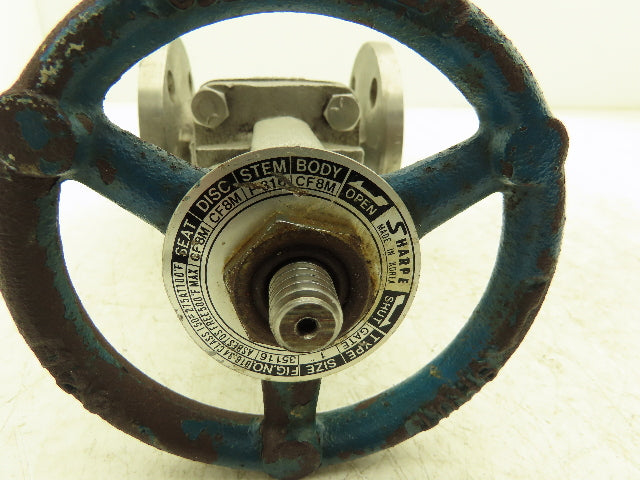 Sharpe 35116 1" Gate Valve ANSI Class 150 275psi @ 100° F CF8M SS Rising Stem