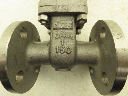 Sharpe 35116 1" Gate Valve ANSI Class 150 275psi @ 100° F CF8M SS Rising Stem