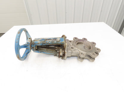 DeZurik 827 4" Stainless Lug Knife Gate Valve Rising Stem Metal Seat 316SS
