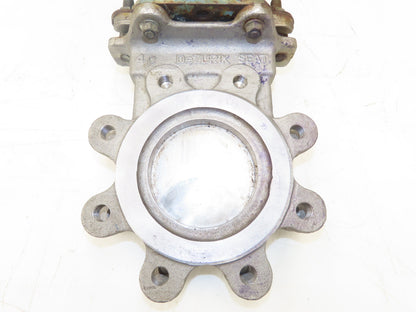 DeZurik 827 4" Stainless Lug Knife Gate Valve Rising Stem Metal Seat 316SS