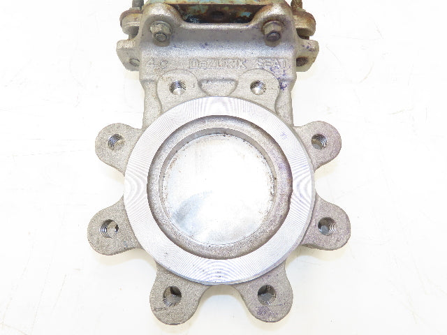 DeZurik 827 4" Stainless Lug Knife Gate Valve Rising Stem Metal Seat 316SS