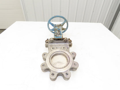DeZurik 827 4" Stainless Lug Knife Gate Valve Rising Stem Metal Seat 316SS