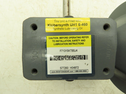 Boston Gear F71315KTB5J4 Worm Gearbox 15:1 Reducer .66Hp 116rpm 56C RH Output