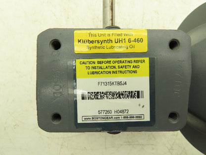Boston Gear F71315KTB5J4 Worm Gearbox 15:1 Reducer .66Hp 116rpm 56C RH Output