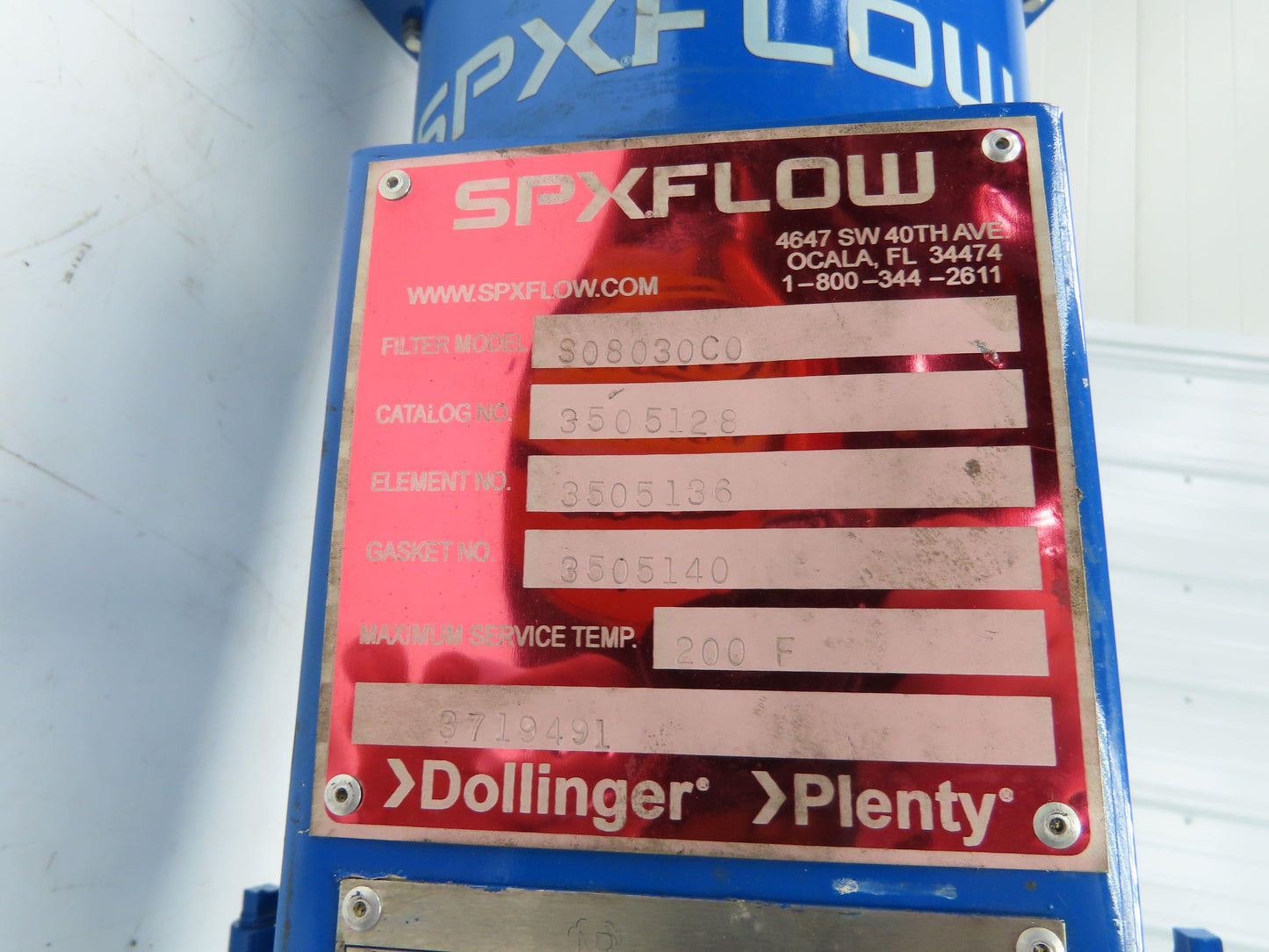 Dollinger SPX Flow S08030C0 Pipeline Filter Air Gas Vacuum 3" NPT *Thread Damage
