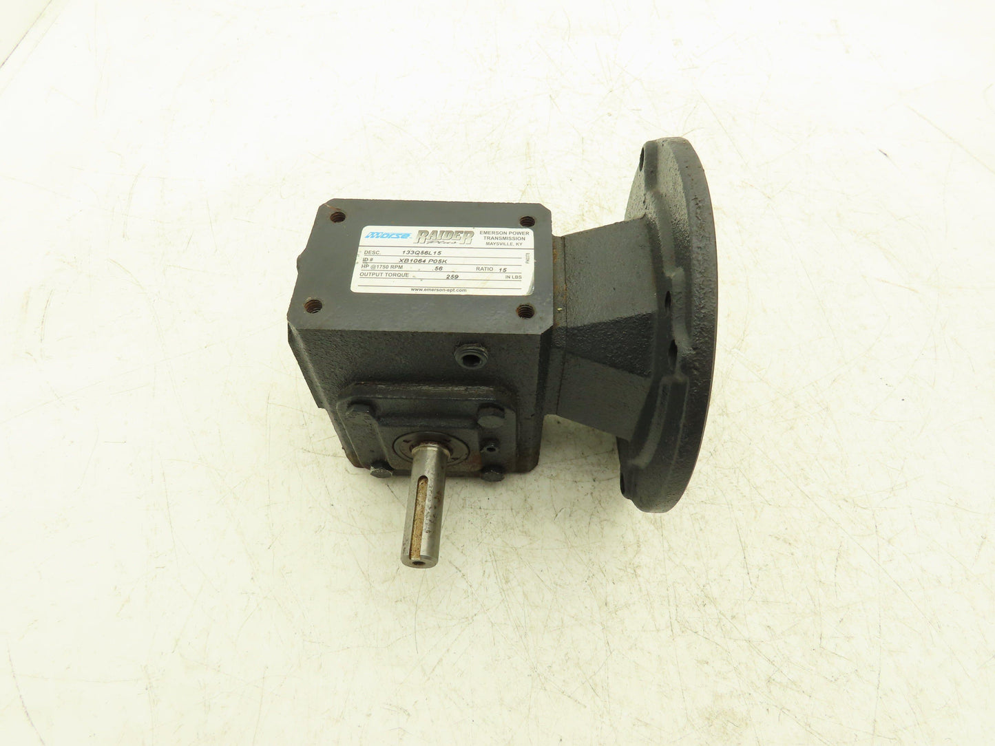 Morse Raider 133Q56L15 Worm Gearbox 15:1 Reducer .56Hp 116rpm 56C LH Output