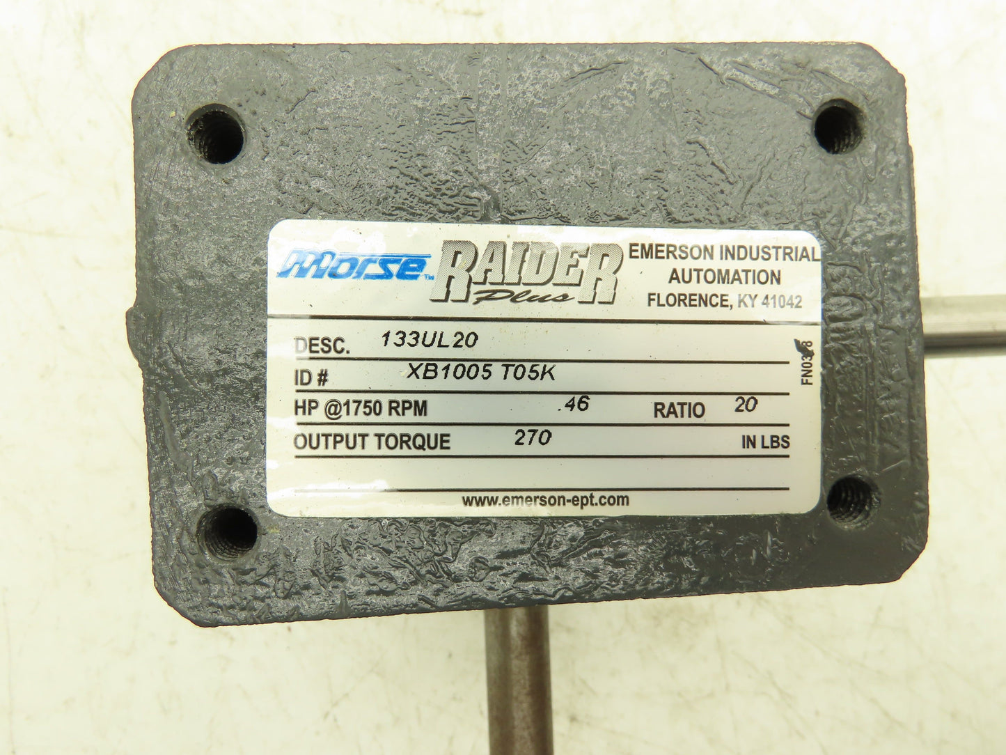 Morse Raider 133UL20 Worm Gearbox 20:1 Reducer .46Hp 87.5rpm 5/8" LH Output