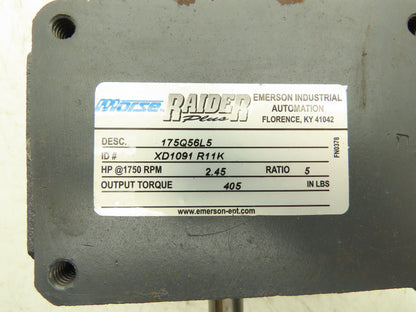 Morse Raider 175Q56L5 Worm Gearbox 5:1 Reducer 2.45Hp 350rpm 56C LH Output