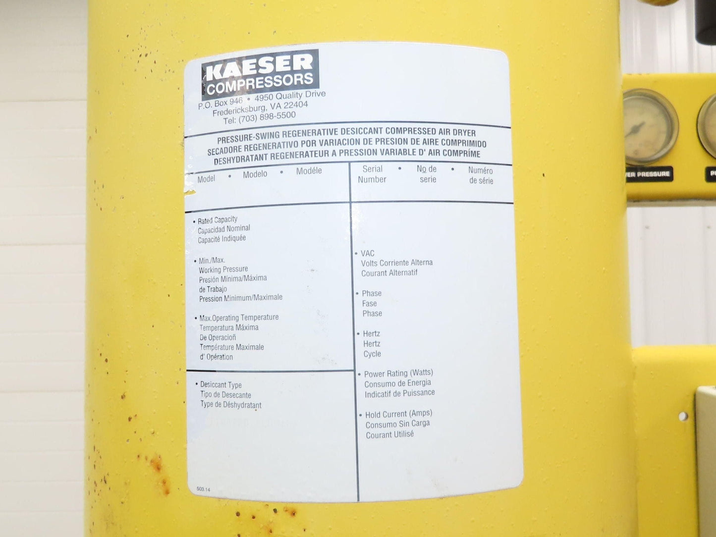 Kaeser KAD-450 Regenerative Desiccant Compressed Air Dryer 450CFM 2" Inlet 120V