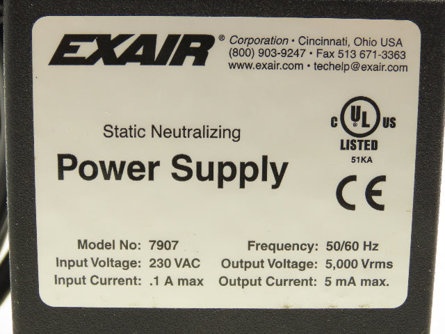 Exair 7907 Power Supply Static Neutralizing 230VAC 5mA Max With On Off Switch