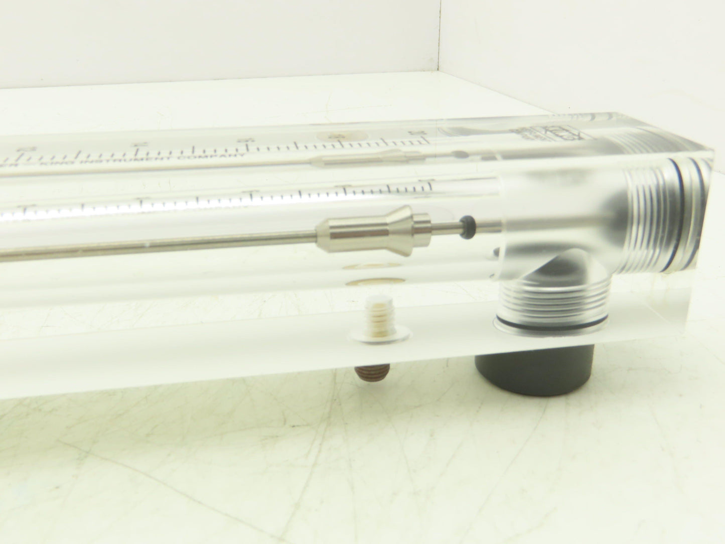 King Instrument 75302117C05 Flow Meter 14" Long 3/4" NPT Adjustable Clear F Port