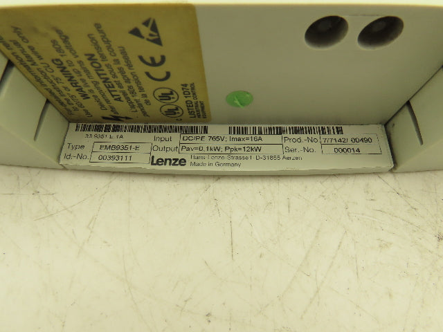 Lenze EMB9351-E Servo Drive Brake Resistor Module 16A
