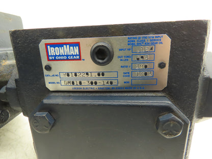 Ironman DM818-300-140-L Gearbox 300:1 Double Reduction 1/8Hp 5.8rpm 56C-145TC