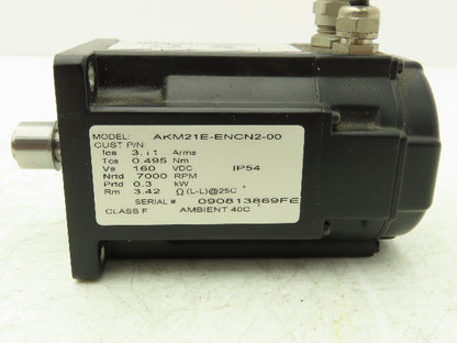 Kollmorgen AKM21E-ENCN2-00 Servo Motor .3kw 7000rpm 160VDC IP54 Class F
