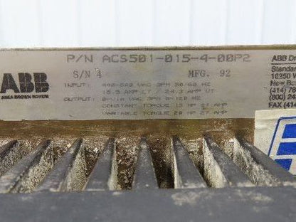 ABB ACS501-015-4-00P2 Adjustable Frequency Drive VFD 440-500V 3Ph 20Hp