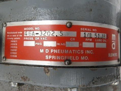 MD-Pneumatics 46A-3202.5 Positive Displacement Rotary Lobe Blower 1.5"NPT