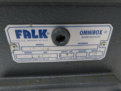 Falk Omnibox 1300WU3A Worm Gearbox 15:1 Reducer 116rpm 1.5Hp LH Output