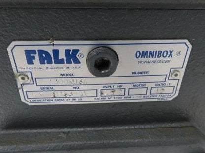 Falk Omnibox 1300WU3A Worm Gearbox 15:1 Reducer 116rpm 1.5Hp LH Output
