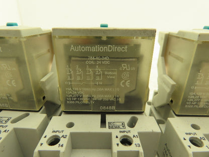 Automation Direct 784-4C-24D Control Relay 15A 277V 4PDT 4NO 4NC 24VDC Lot of 6