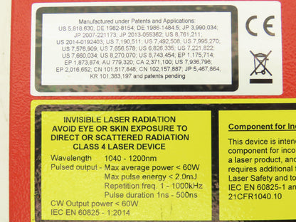 redENERGY SP-030P-A-HS-S-A-Y Pulsed Fiber Laser Type H 60W 2.0mJ Class 4 SPI