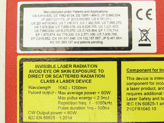 redENERGY SP-030P-A-HS-S-A-Y Pulsed Fiber Laser Type H 60W 2.0mJ Class 4 SPI